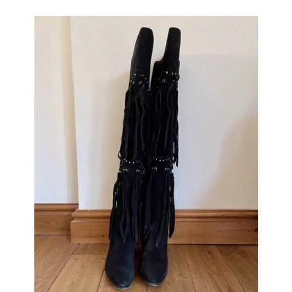 Giuseppe Zanotti Demi Studded Fringed Suede Boots - Picture 3 of 9